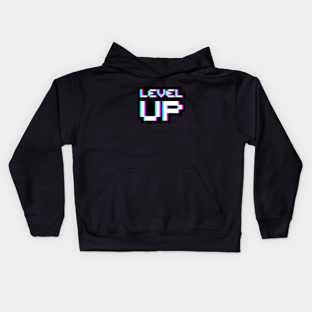 Level Up - bold White Kids Hoodie by Just In Tee Shirts